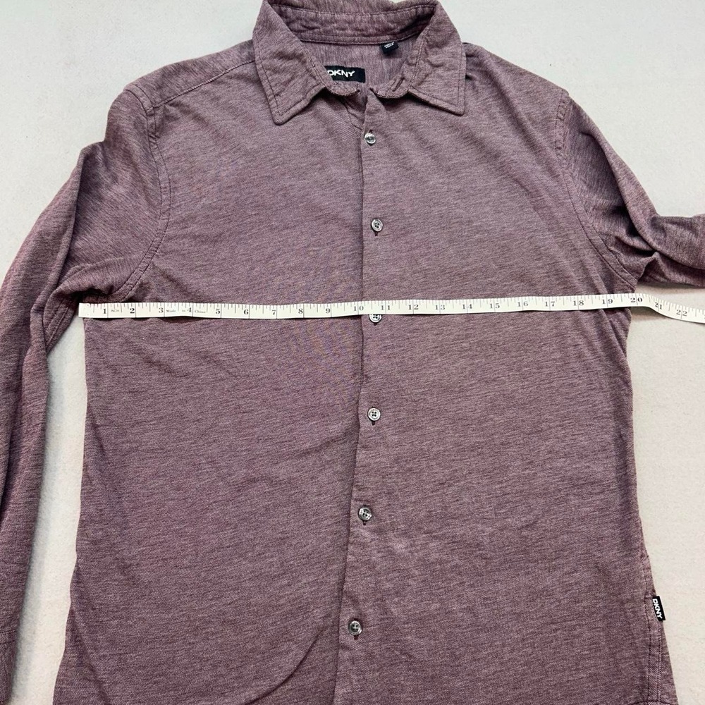 DKNY Mens Long Sleeve Button Down Shirt Maroon Cotton Jersey Knit Size M